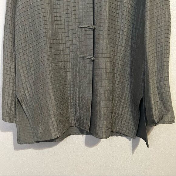 Eileen Fisher silk & linen blend frog closure jacket women’s size medium - Picture 4 of 11